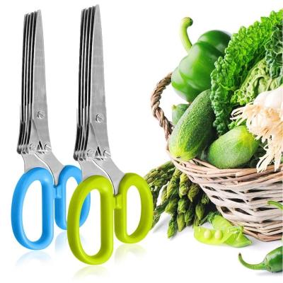 China Universal Cutting Best Selling 7 Inch Stainless Steel Kitchen 5 Blade Herb Cutter Scissors Set for sale