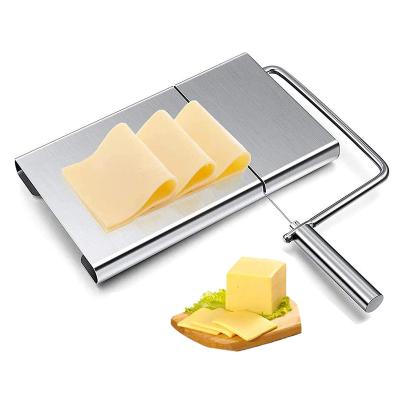 China Sustainable High Quality Bamboo Cheese Cutting Board With Stainless Steel Butter Cheese Slicer for sale