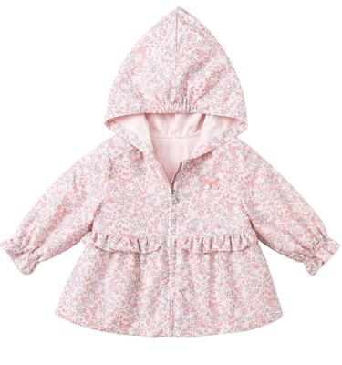 China Custom Polyester Winter Jacket Kids Fashion Babies Jacket With Pink Floral Coat for sale