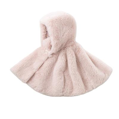 China Faux fur children's clothing solid color children's shawl baby girl's cute coat autumn and winter coat for sale