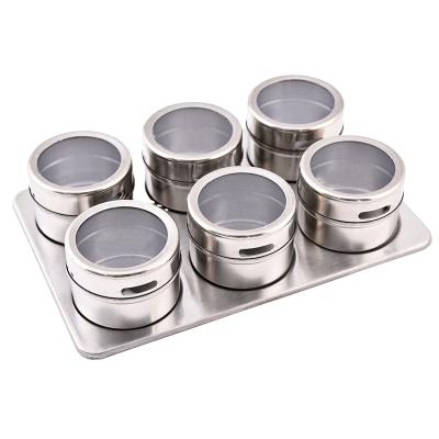 China Sustainable BBQ Spice Spice Jars (Set 6) Bottle Spice Salt Jar Seasoning Magnetic Bottom for sale