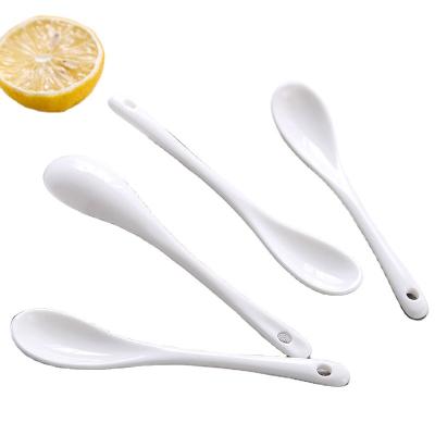 China Sustainable Porcelain Teaspoon 12cm -13cm White Ceramic Tea Spoons for sale