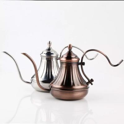 China Durable Stainless Steel Long Handle Coffee Kettle Pot 450ml Bronze Hand Punch Coffee Pot for sale