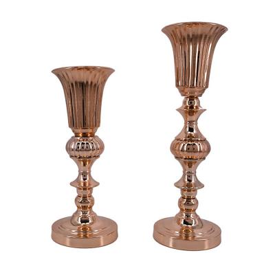 China Traditional Gold Wedding Supply Flower Vase 40/50 cm Road Lead Decoration Props Candle Holders Party Supply for sale