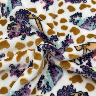 China Antistatic Fine Texture Double Side Spandex Print Velvet Fabric For Pajamas for sale