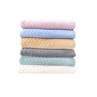 China Anti Pill JACQUARD ONE SIDE FLANNEL FLEECE FOR BLANKETS for sale