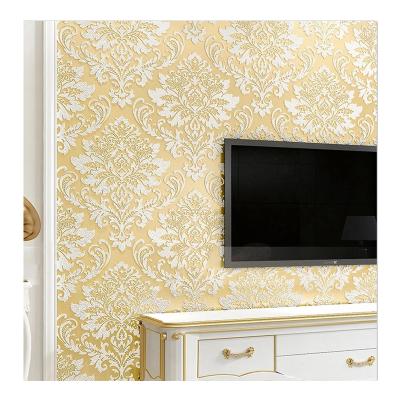 China Embossing European Modern 3D Damask Non-woven Wallpaper Non Self-adhesive Wallpaper Embossing Home Wall Decor Bedroom Living Room Wall Paper for sale