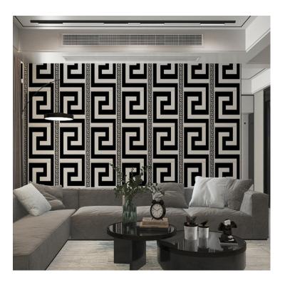 China 2021 Design 3D Modern Hotel Modern Black And White Striped Bedroom Wall Living Room Wallpaper PVC Waterproof Wallpaper for sale