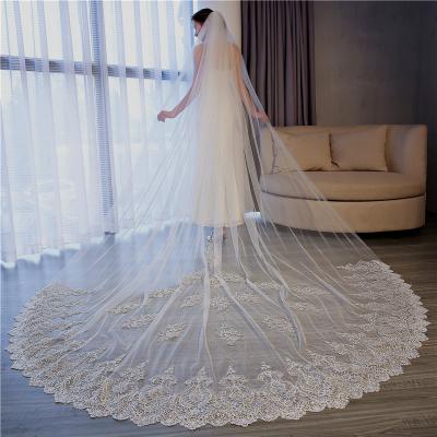 China Lace Edge Veil Wedding Dress Accessories Wholesale Bride Wedding White Lace Veil for sale