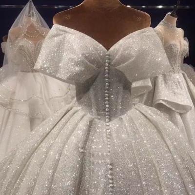 China New Breathable Glitter Wedding Dress Women Sleeveless Backless Wedding Dress for sale