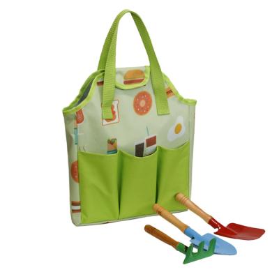 China Customized Garden 5pcs Garden Tool Tool Kits With Tote Bag And Oxford Garden Apron With Storage Pocket Tool Kit for sale