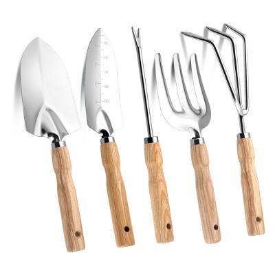 China Garage Tools Eco-Friendly Five-piece Mini Gardening Tools Succulent Suit Wooden Handles For Graft Vegetable Seedlings for sale