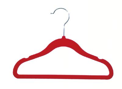 China Professional 300mm Kids Velvet Hangers , Red Non Slip Velvet Hangers for sale