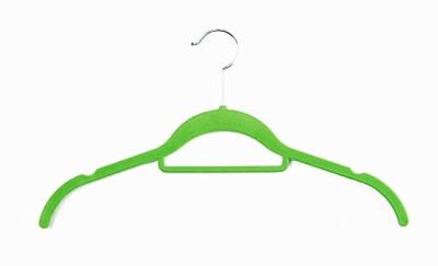 China Stylish 420mm Velvet Shirt Hangers Colored Clothes Hangers With Chrome Plated Hook for sale