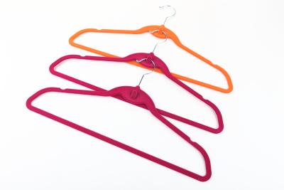 China Orange Flocked Suit / T-Shirt Hangers Velvet Space Saving Hangers for sale