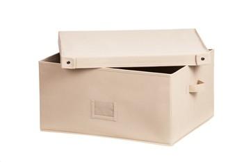 China Cream Coloured Nonwoven Foldable Storage Box With Lid 50*40*25cm for sale