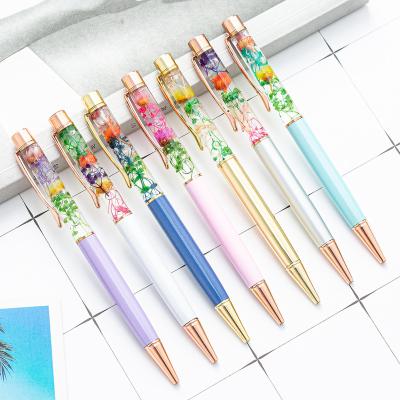 China Hot Metal Pens Ballpoint Pen Rose Gold Flowers Blank DIY Logo Custom Crystal BallPen Ballpoint Pen For Promotional Gift Stationerys for sale