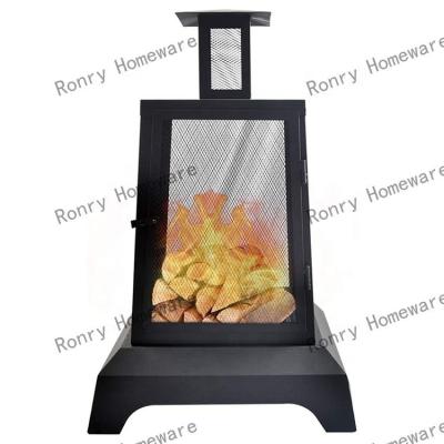 China Fire Wood Log Holder Outdoor burning wood heating fireplace Fire pit Black square open fire pit/outdoor metal party fire pit for sale