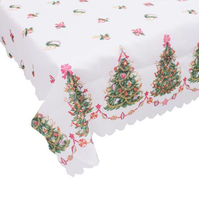 China Walmart Mistletoe Durable Damask Tablecloth Creative Walmart European Printed Linen Tablecloth Christmas Decorations for sale