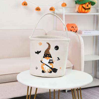 China Custom Wholesale Festival Halloween Decorated Pumpkin Candy Bag Kids Tote Bag Printed Bucket Bag 2021 New for sale