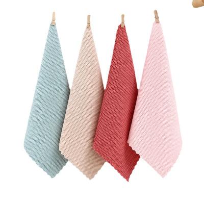 China Absorb Water Oil Wash Cloth Cotton Dish Nonstick Household Dish Cleaner Wiping Coral Fleece Dish Microfiber Kitchen Towels for sale