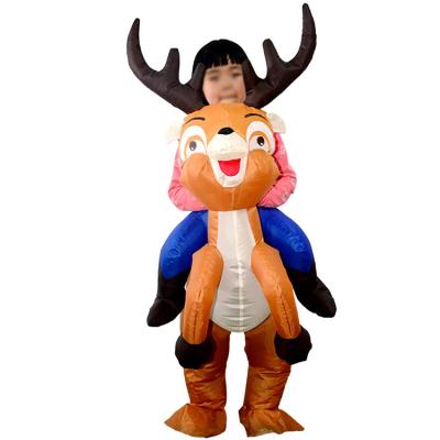 China 2021 Hot Sale Christmas Decoration Inflatable Christmas Costume Set Kids Riding Elk Inflatable Costume for sale