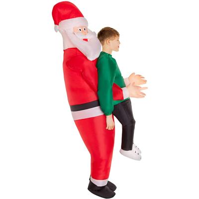 China Santa Claus Picks Up The Child Funny Inflatable Christmas Decoration Costume Hot Sale 'S Inflatable Costume for sale