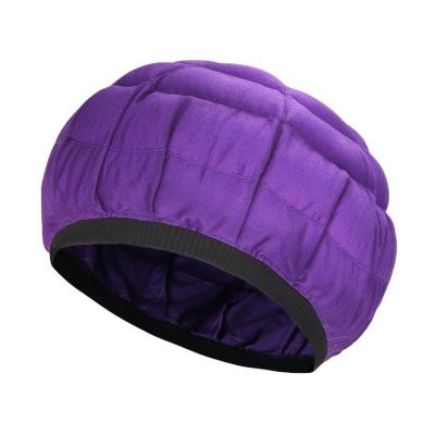 China Flaxseed Heat Cap Cordless 100% Safe Microwave Striped Deep Treatment Hot Cap For Hair Care Drying Natural Curly Textured Purple for sale