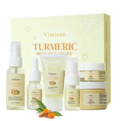 China Vimicoo Anti Aging MINI Beauty Product Private Label Moisturizing Turmeric Organic Turmeric Face Skin Care Vegan Facial Travel Skin Care Set for sale