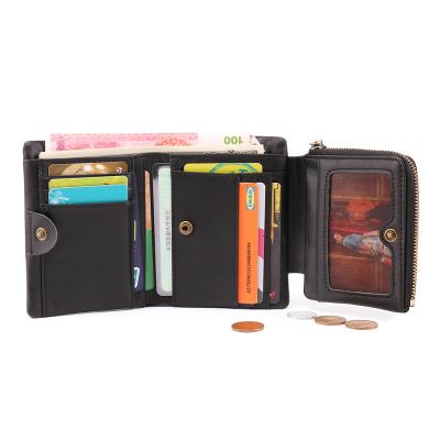 China RFID Rfid Blocking Genuine Leather Male Purses Men Wallet With Zipper Coin Pocket for sale