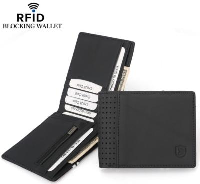 China RFID RFID Blocking OEM Business Zipper Closure Mini Small Short Men Leather Outdoor Wallets for sale