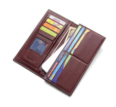 China Latest Design RFID High End Durable Long Business Genuine Leather Wallet for sale