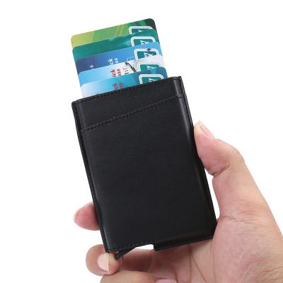 China Eco-friendly RFID Metal Wallet With Automatic Elasticity Back Pocket ID Credit Card Holder Pop Up Bank Wallet Aluminum Card Case for sale