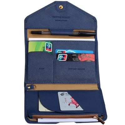 China Multifunctional Colorful PU Passport Wallet Eco-friendly Triple Document Organizer With Zipper Pocket for sale