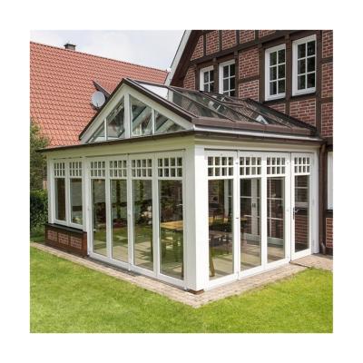 China Large Modern Outdoor Aluminum Glass Frame House Triangle Roof Garden Room Insulated Conservative Sunroom for sale