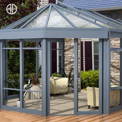 China Foshanguangye Modern Aluminum Patio Prefab Sunrooms Four Seasons Veranda Modern Aluminum Glass Houses Free Standing Room Solarium Sunrooms for sale