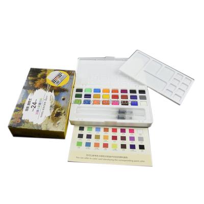 China Eco-friendly Customized 24 36 48 Solid Colors Watercolor Paints Set Watercolor Paint Set For Painting for sale