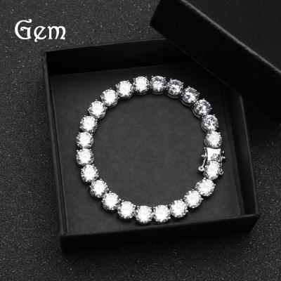 China Vintage European and American high-end men's hop hip rhinestone row of 8mm thick zircon bracelets for sale