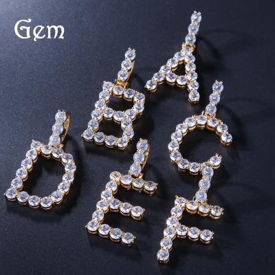 China Big Letter Pendant 26 Simple Letter Necklace Free Combination BlingBlingLetter 5mm Hip Hop Hip Hop Zircon 5mm for sale