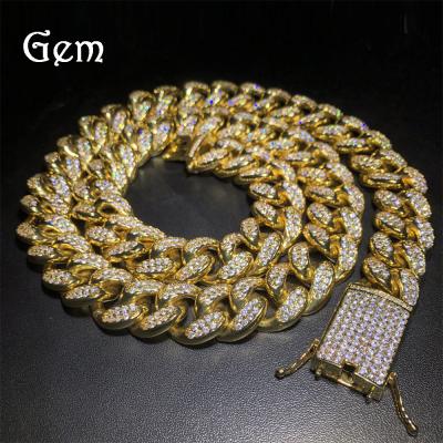 China New Hip Hop Vintage Men's Jewelry 20mm Micro-inlaid Cuban Zircon Chain High End Men's Necklace Europe And America for sale