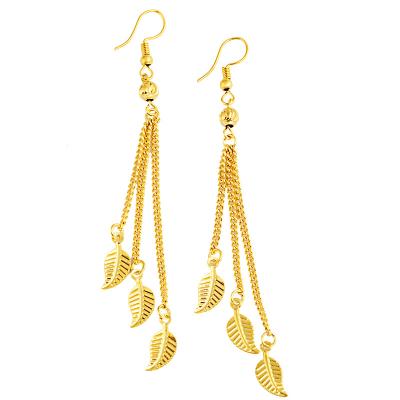 China Vintage Sand Gold Earrings Per Pair Women Thick Gold Long Tassel Earrings Fashion Simulation Wedding for sale