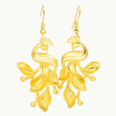 China Vintage Phoenix Earrings Fashion Chinese Style 24k Factory Direct Sale Gold Plated Earrings For Women for sale