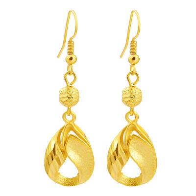 China Euro Women's Vintage 24k Gold Love Copper Gold Plated Jewelry Coins Double Sided Leaf Short Earrings for sale