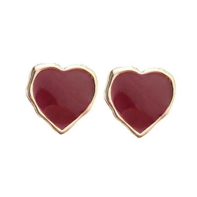 China Vintage 925 personality fashion love Korean red silver earrings factory direct wholesale earrings 2021 new for sale