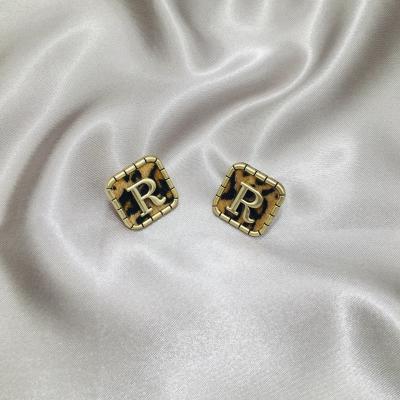 China 2021 Vintage 925Silver New Needle Velvet Logo Fashion Geometric Square Elegance Gold Plated Cheap ggCC Women's Earrings Factory W for sale