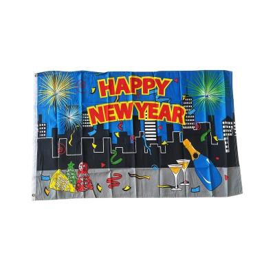 China Strong Color Fastness Customized Happy New Year Flag digital printing polyester national custom festival bunting for sale