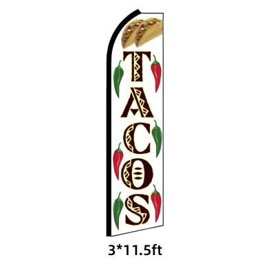 China Vivid Colors Long Service Life Bestselling Customization tacos Advertising guidance banner Advertising flags for fast food restaurants and restaurants beach for sale