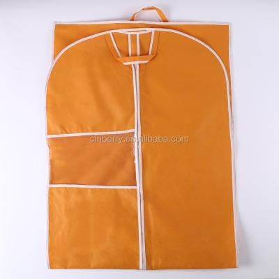 China Reclycled Handing Suit Cover Bag/Cloth Garment Cover Bag/Orange Color Nonwoven Material Cloth Bag for sale