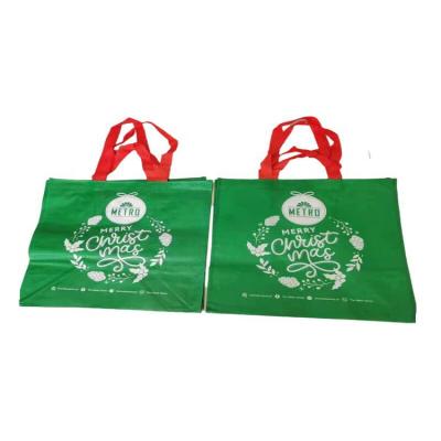 China Eco - Friendly Green Color PP Woven Promotional Shopping Bags for sale