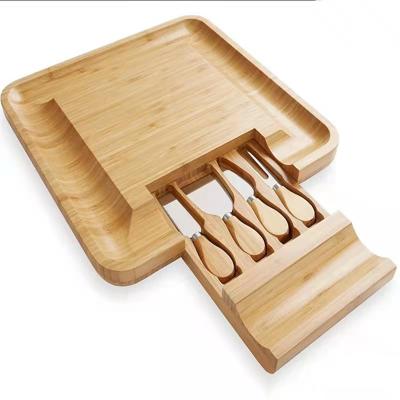 China Large Bamboo Wooden Cheese Board Cheese Board Stocked Charcuterie Set Charcuterie Board for sale